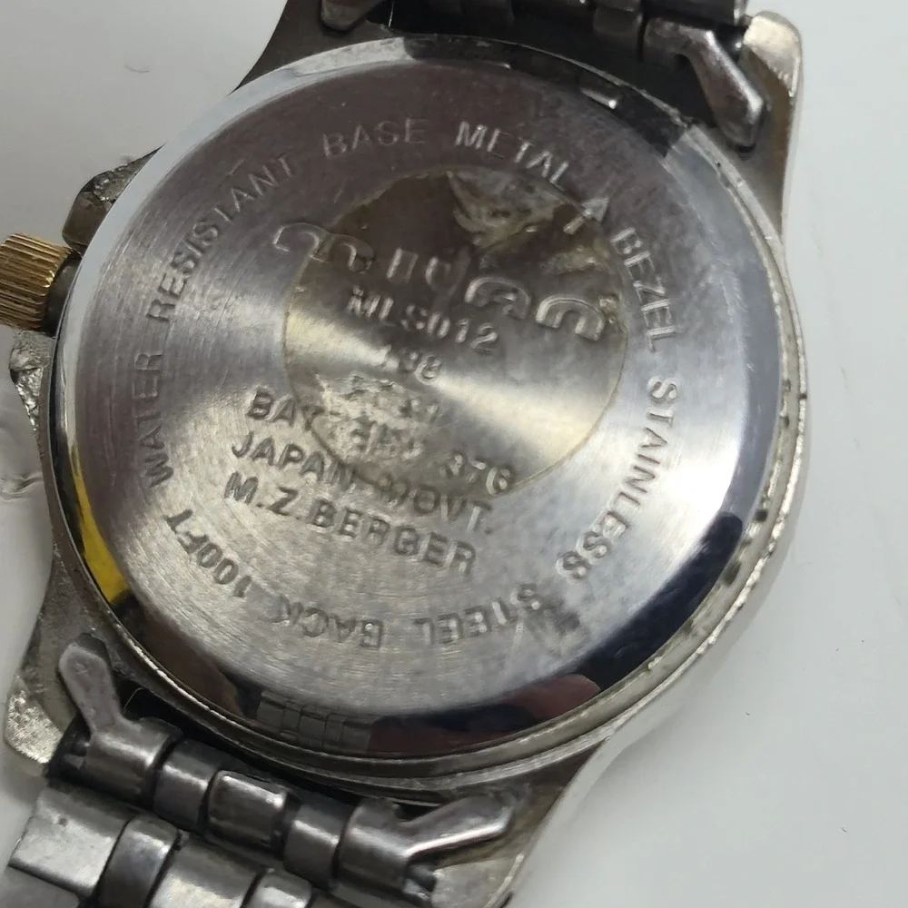 Vintage Milan MZ Berger Watch MLS012 Two-Tone Navy Blue Dial Quartz Wristwatch